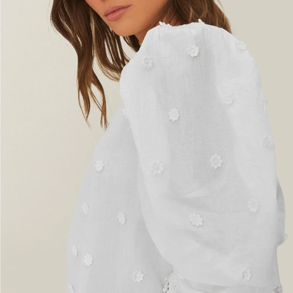NWT Off-White 3d Flowers Cotton Blouse S